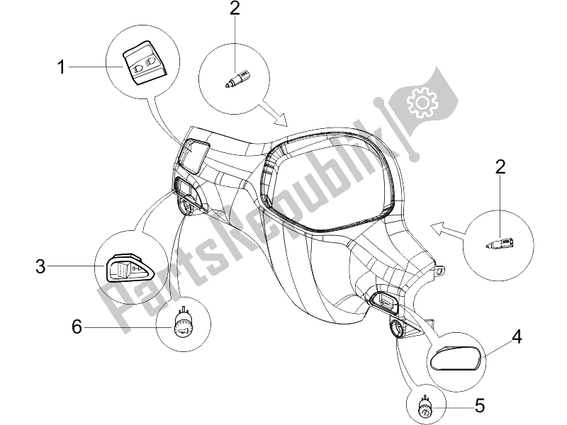 Todas las partes para Selectores - Interruptores - Botones de Piaggio Liberty 200 4T 2006