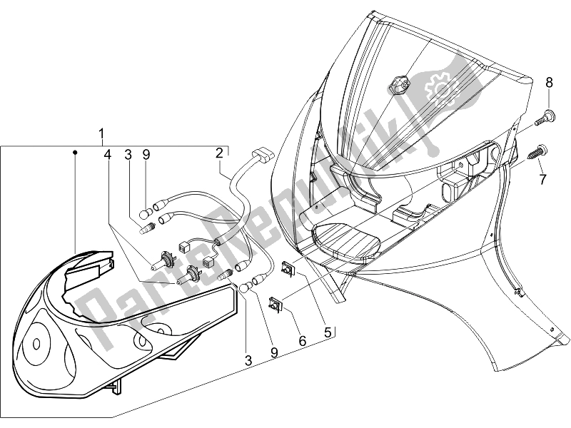 Toutes les pièces pour le Phares Avant - Clignotants du Piaggio Beverly 125 Sport E3 2007