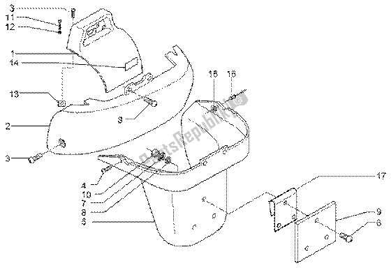 All parts for the Rear Coverings of the Piaggio X9 200 2002