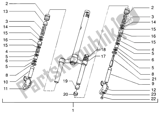 Toutes les pièces pour le Fourche Avant du Piaggio NRG MC3 DD 50 2002