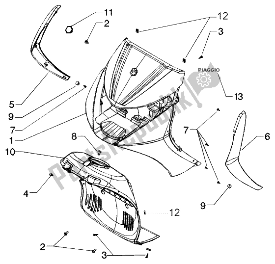 Tutte le parti per il Scudo del Piaggio Beverly 250 RST 2004