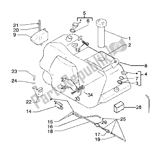 All parts for the Fuel Tank of the Piaggio X9 125 SL 2006