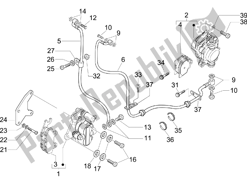 All parts for the Brakes Pipes - Calipers of the Piaggio X EVO 250 Euro 3 UK 2007