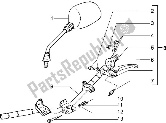 Toutes les pièces pour le Pièces Détachées Guidon (2) du Piaggio Typhoon 50 M Y 2004