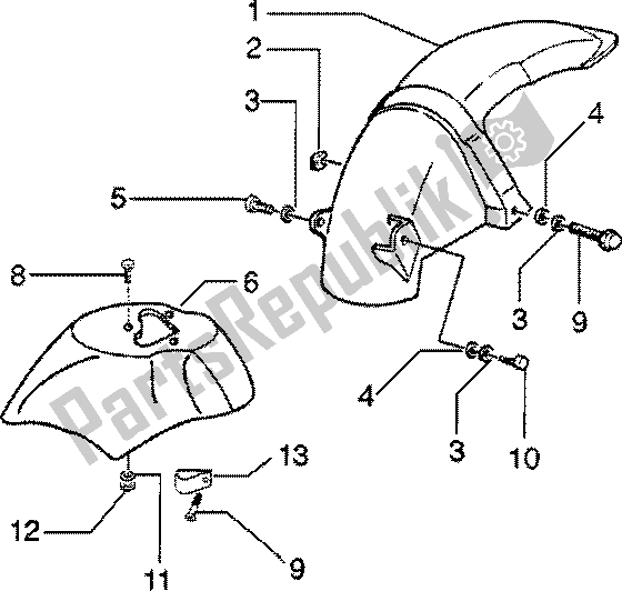 Todas las partes para Guardabarros Delantero Y Trasero de Piaggio ZIP SP 50 1996