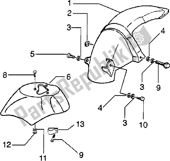 Tutte le parti per il Parafango Anteriore E Posteriore del Piaggio ZIP SP 50 1996