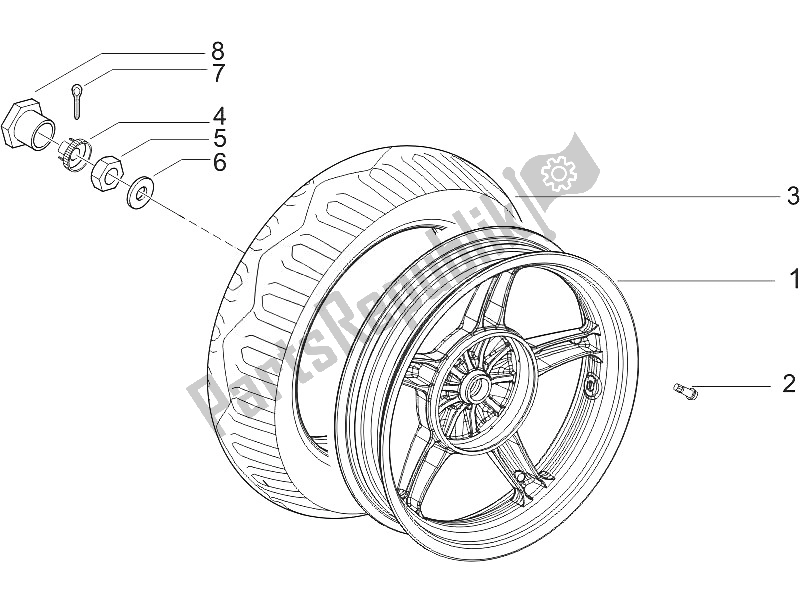 Todas las partes para Rueda Trasera de Piaggio ZIP 100 4T Vietnam 2011