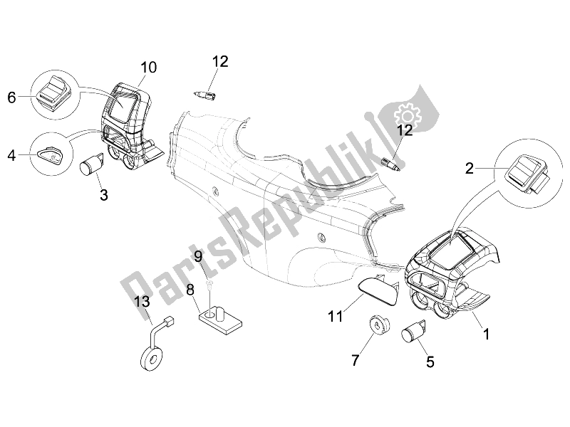 All parts for the Selectors - Switches - Buttons of the Piaggio Beverly 125 Sport E3 2007