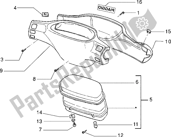 All parts for the Speedometers Kms.-handlebar Covers of the Piaggio ZIP SP 50 1996