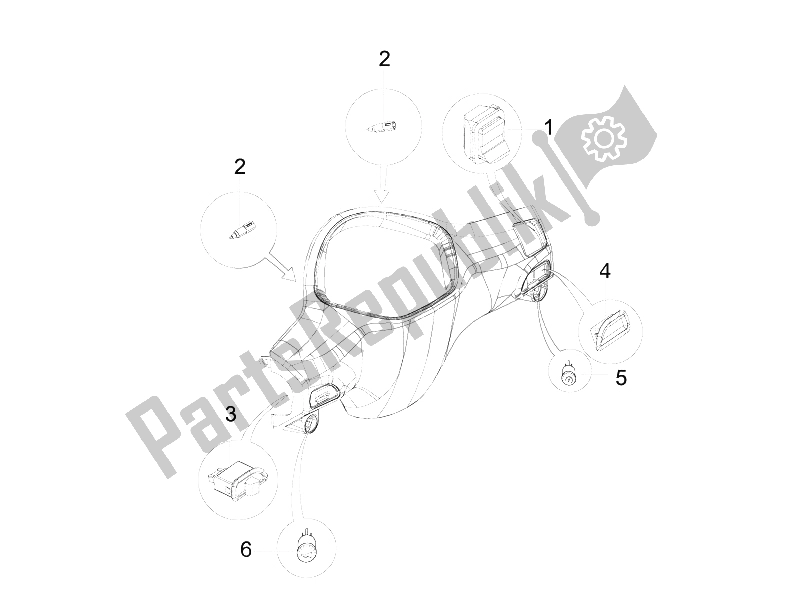 Toutes les pièces pour le Sélecteurs - Interrupteurs - Boutons du Piaggio Liberty 150 4T E3 MOC 2009