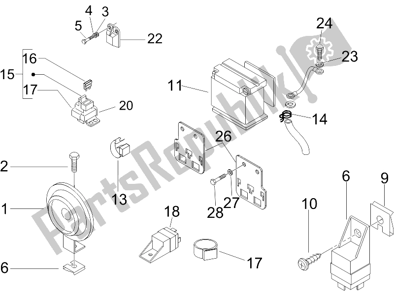 Toutes les pièces pour le Télécommandes - Batterie - Klaxon du Piaggio X8 400 IE Euro 3 2006