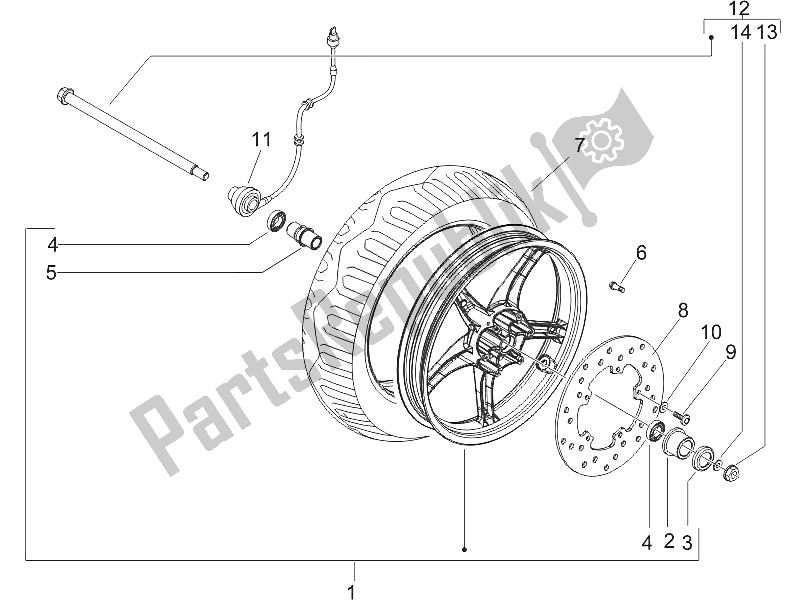 Todas las partes para Rueda Delantera de Piaggio ZIP 100 4T Vietnam 2011