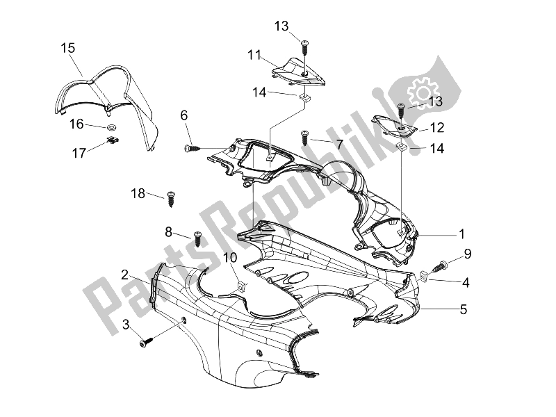 All parts for the Handlebars Coverages of the Piaggio BV 250 USA 2006