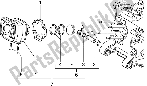 All parts for the Cylinder-piston-wrist Pin, Assy (vehicle With Rear Hub Brake) of the Piaggio NRG MC3 50 2002