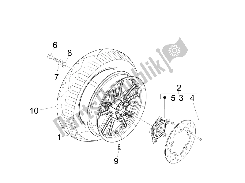 All parts for the Rear Wheel of the Piaggio BV 500 USA 2008