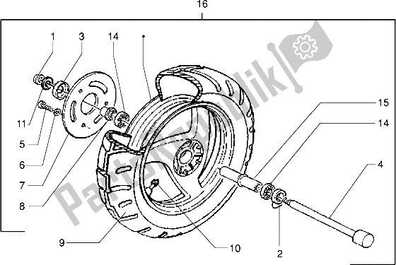 Tutte le parti per il Ruota Anteriore del Piaggio Skipper 150 1998