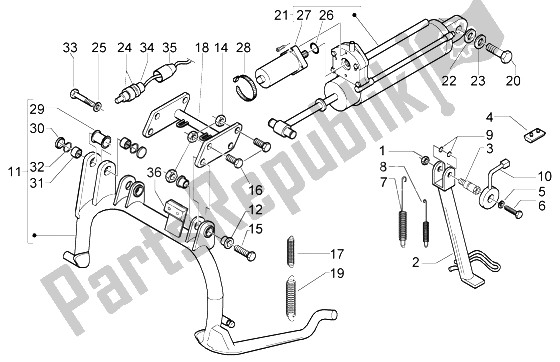 Todas las partes para Soporte Central de Piaggio X9 500 Evolution ABS 2004