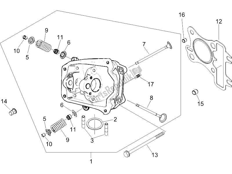 All parts for the Head Unit - Valve of the Piaggio FLY 125 4T 2006