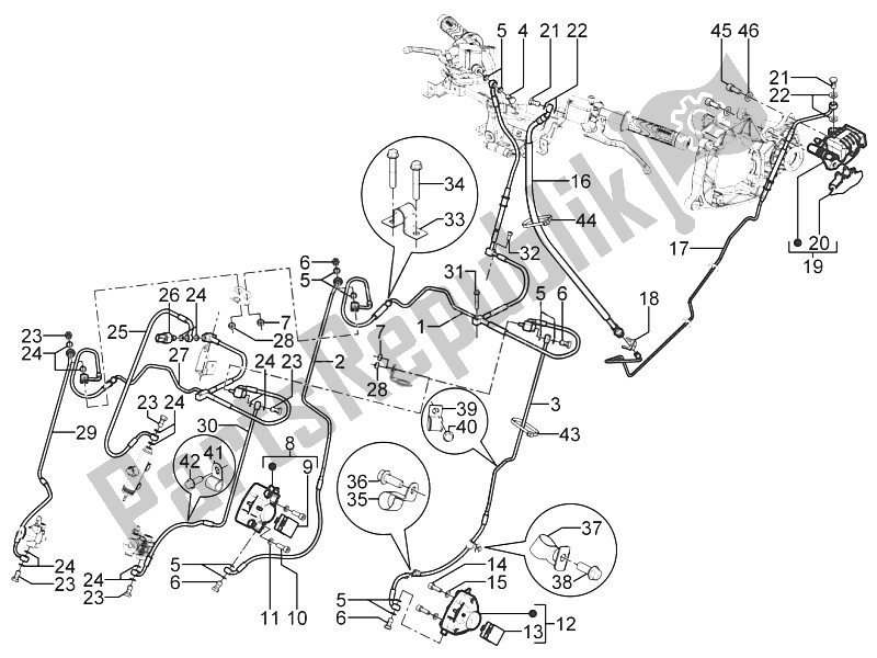 Toutes les pièces pour le Tuyaux De Freins - étriers du Piaggio MP3 300 Yourban ERL 2011