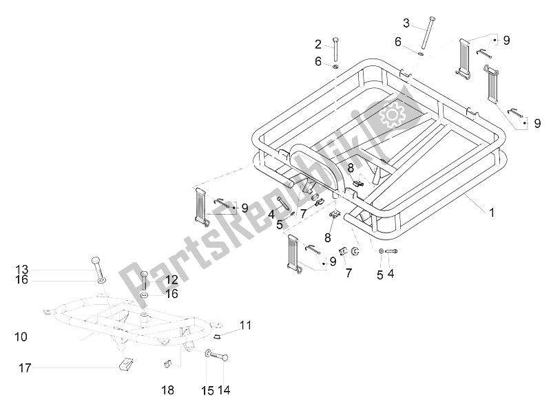 Alle onderdelen voor de Bagagedrager Achter van de Piaggio Liberty Elettrico PPT Austria Spain 50 2011
