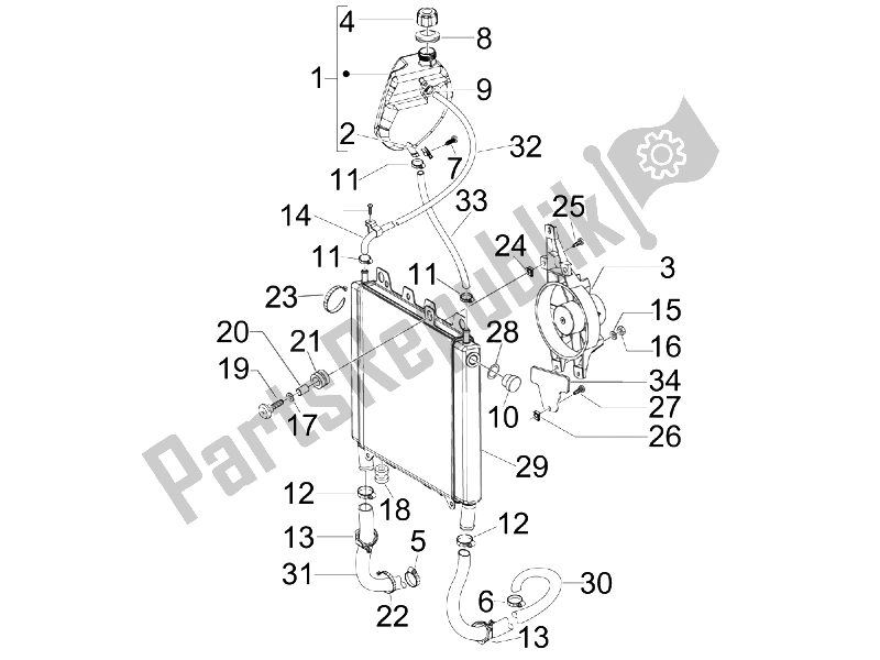 Toutes les pièces pour le Système De Refroidissement du Piaggio BV 500 USA 2008