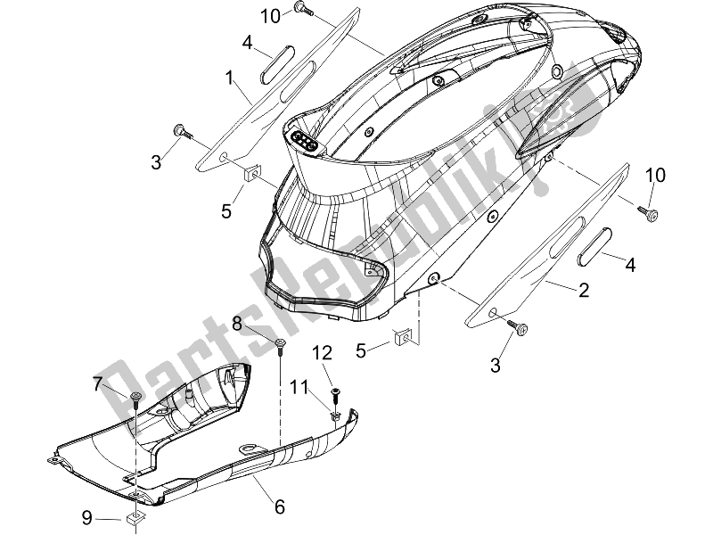 Toutes les pièces pour le Couvercle Latéral - Spoiler du Piaggio Liberty 125 4T PTT E3 A 2007