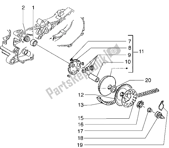 All parts for the Driving Pulley of the Piaggio Diesis 50 2004