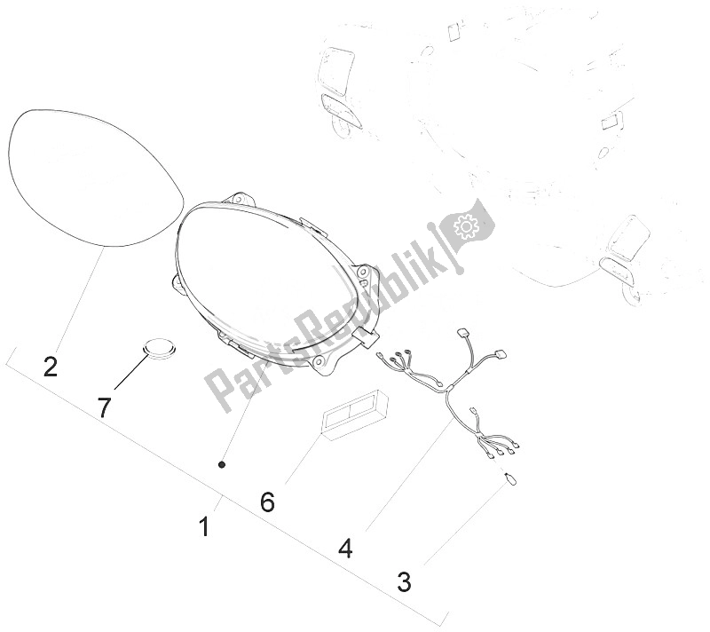 Toutes les pièces pour le Tableau De Bord Combiné du Piaggio FLY 50 4T 2V 25 30 KMH 2016