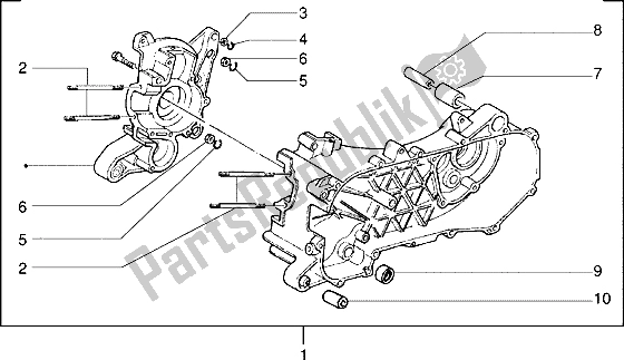 All parts for the Crankcase of the Piaggio ZIP SP 50 1996