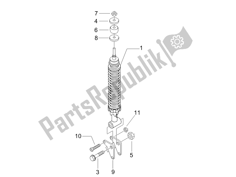 All parts for the Rear Suspension - Shock Absorber/s of the Piaggio Liberty 150 4T 3V IE LEM Vietnam 2014