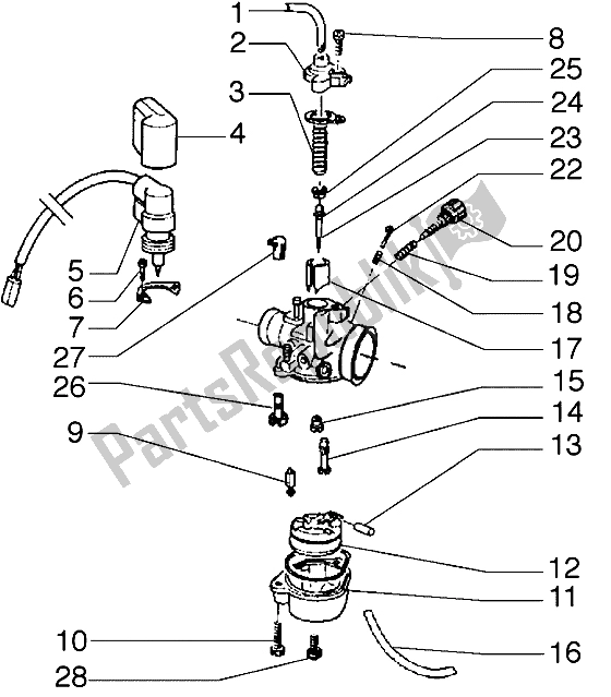 All parts for the Carburettor (2) of the Piaggio ZIP SP 50 1996