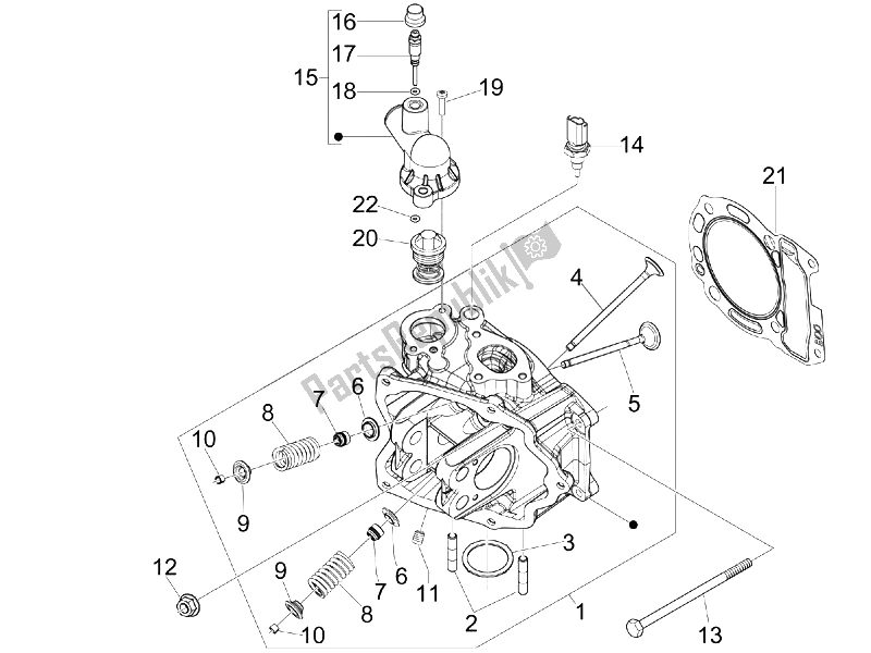 Toutes les pièces pour le Unité De Tête - Valve du Piaggio BV 300 IE Tourer USA 2009