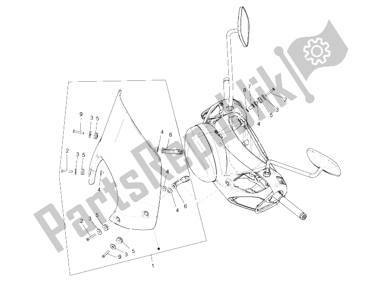 All parts for the Windshield - Glass of the Piaggio Beverly 300 IE Tourer E3 2009