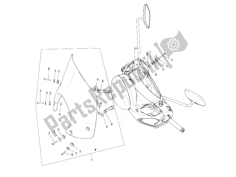 All parts for the Windshield - Glass of the Piaggio Beverly 300 IE Tourer E3 2009