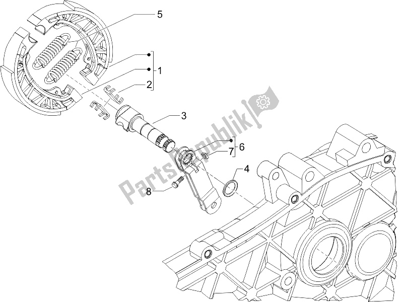 All parts for the Rear Brake - Brake Jaw of the Piaggio Liberty 50 2T 2008