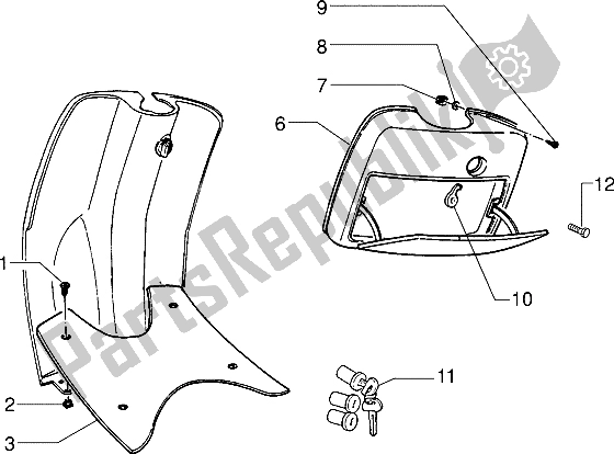 All parts for the Front Glove Compartment of the Piaggio ZIP RST 50 1996