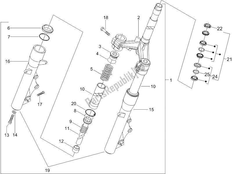 Toutes les pièces pour le Fourche / Tube De Direction - Palier De Direction du Piaggio X8 150 Street Euro 2 2006