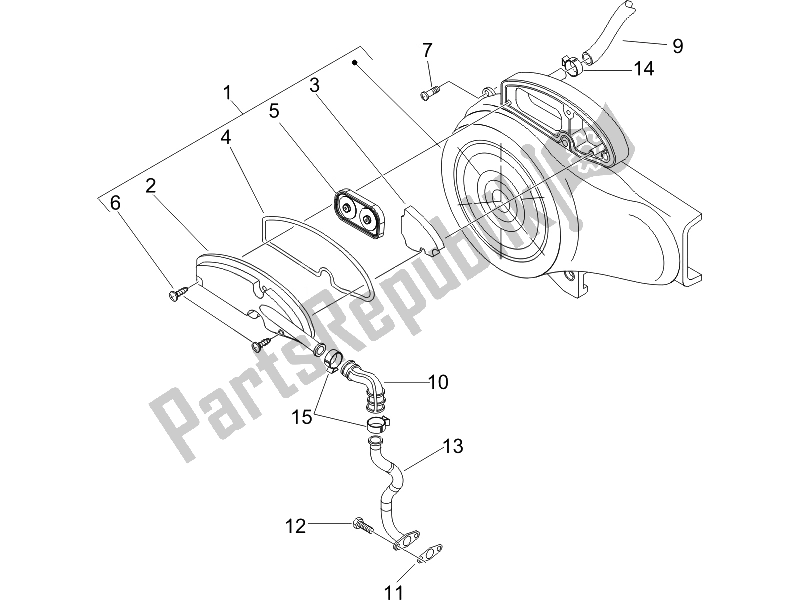 Toutes les pièces pour le Boîte à Air Secondaire du Piaggio Liberty 50 4T PTT D 2007