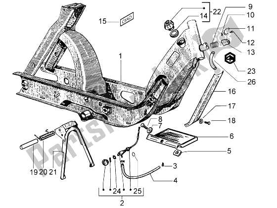 All parts for the Chassis-fuel Cock-dustcover of the Piaggio Ciao 50 2002