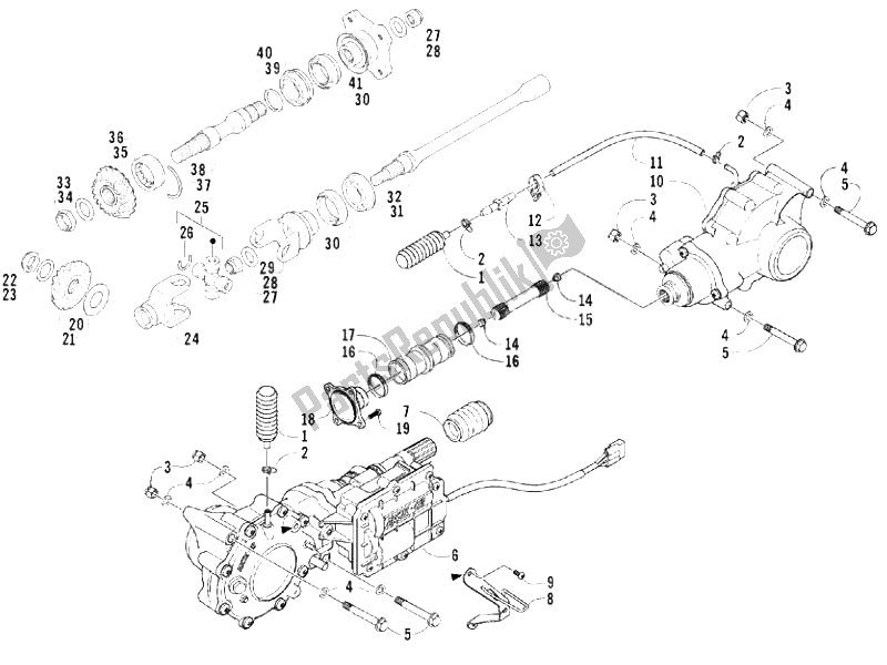 All parts for the Transmission Assembly of the Piaggio Trackmaster 400 2006