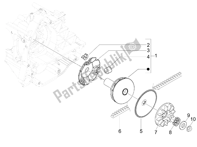 All parts for the Driving Pulley of the Piaggio NRG Power DT Serie Speciale D 50 2007