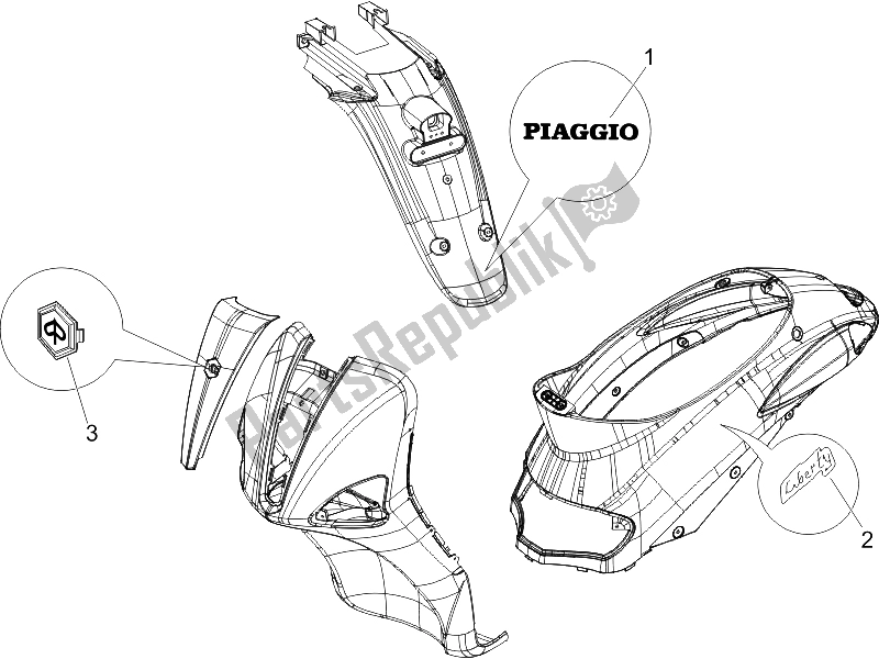 Alle onderdelen voor de Borden - Emblemen van de Piaggio Liberty 50 2T 2006