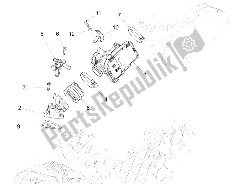 Toutes les pièces pour le Corps De Papillon - Injecteur - Tuyau Union du Piaggio FLY 150 4T 3V IE USA 2014