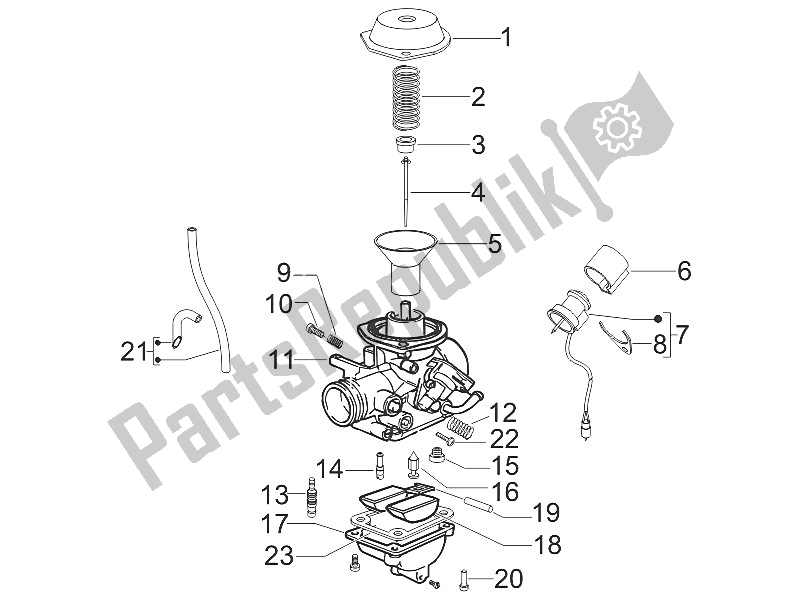 Todas las partes para Componentes Del Carburador de Piaggio FLY 50 4T 2V 25 30 KMH 2016