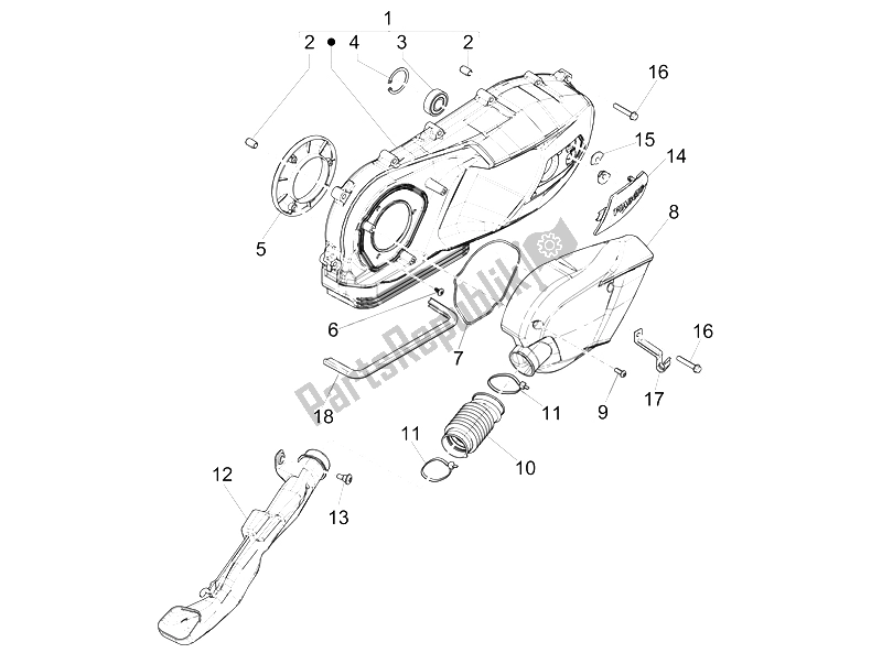 Alle onderdelen voor de Carterafdekking - Carter Koeling van de Piaggio Liberty 125 Iget 4T 3V IE ABS Vietnam 2015