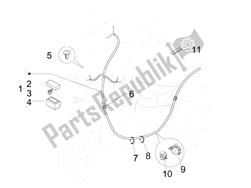 Toutes les pièces pour le Faisceau De Câbles Principal du Piaggio FLY 150 4T E3 2008