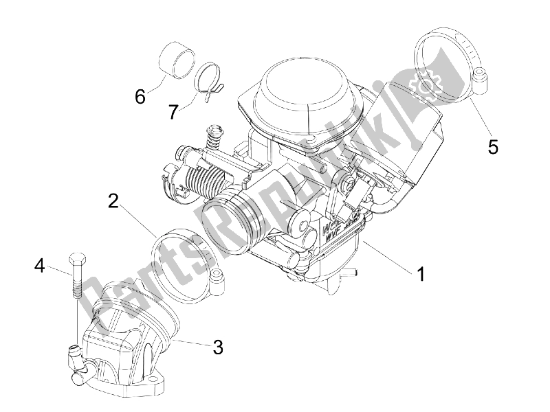 Toutes les pièces pour le Carburateur, Montage - Tuyau Union du Piaggio X7 125 Euro 3 2008