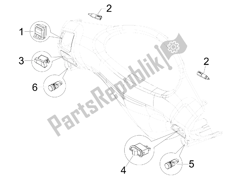 All parts for the Selectors - Switches - Buttons of the Piaggio FLY 150 4T USA 2007