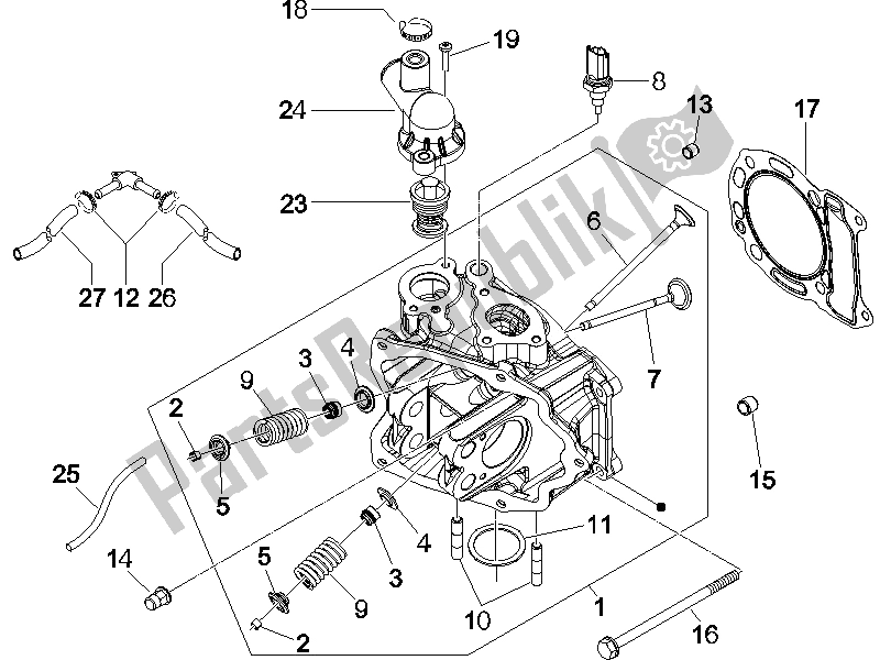 All parts for the Head Unit - Valve of the Piaggio X8 125 Street Euro 2 2006