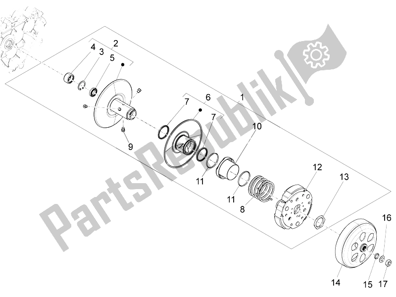 Todas as partes de Polia Conduzida do Piaggio Liberty 125 4T 3V IE E3 2014